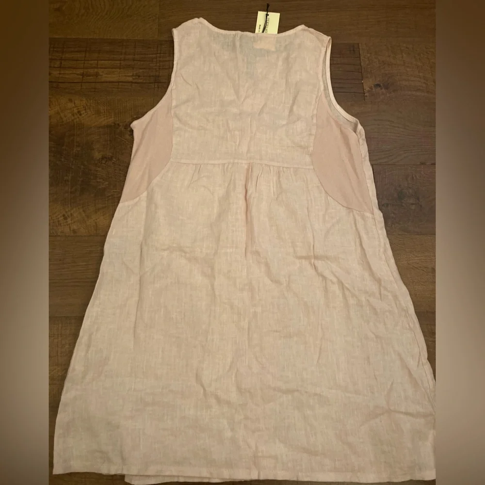 Terzo Millennio 100% Linen BlushPink ButtonUp Mini Dress Made in Italy Women’s L - Picture 9 of 13